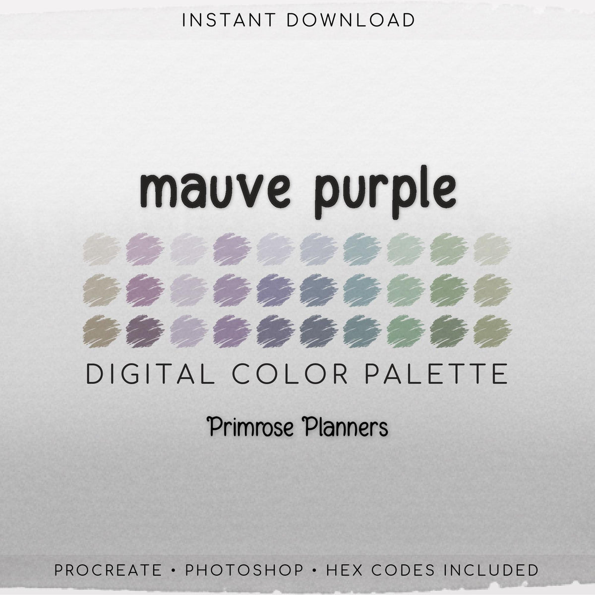 Muted Mauve Procreate Palette | Sage Green, Dark Blue Swatches | Dusty Boho Earthy iPad Colors