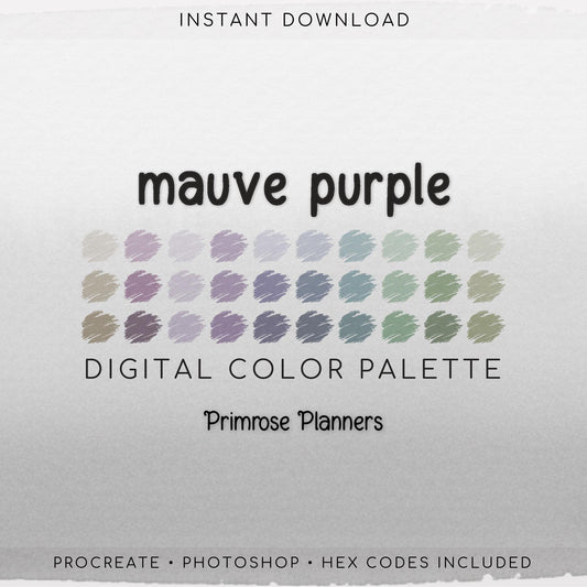 Muted Mauve Procreate Palette | Sage Green, Dark Blue Swatches | Dusty Boho Earthy iPad Colors