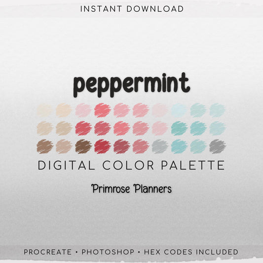 Peppermint Digital Color Palette - Color Chart | Goodnotes Tool | iPad Procreate | Digital Download | Winter Color Palette | HEX Codes