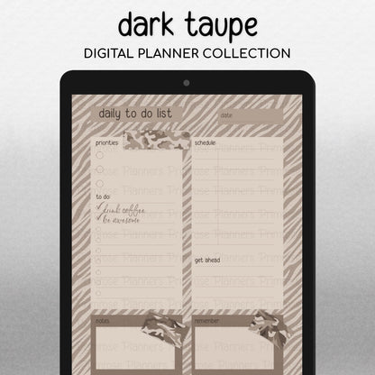 Dark Taupe Safari Animal Print & Camo Digital Washi Tape Planner Stickers