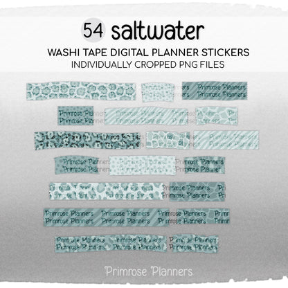 Muted Aqua Camo Digital Washi Tape Safari Animal Print GoodNotes