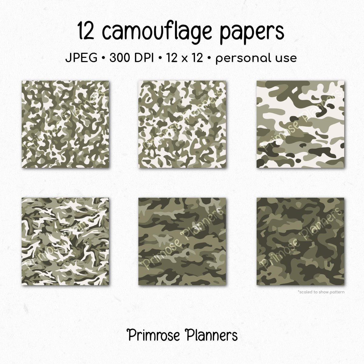 Khaki Green Camouflage Print Digital Paper, Cream Army Pattern, Hunting Scrapbook Backgrounds, Backwoods Craft Paper Download
