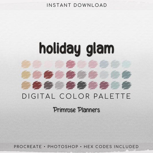 Holiday Glam Digital Color Palette - Color Chart | Goodnotes Tool | iPad Procreate | Digital Download | Holiday Color Palette | HEX Codes
