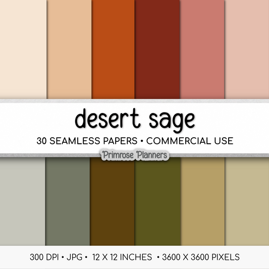 Solid Digital Paper Desert Sage | Boho Earth Tone Palette | Rusty Orange, Olive Green, Mauve, Maroon | Plain Background