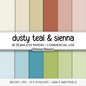 Solid Digital Paper Dusty Teal and Sienna | Boho Desert Palette | Beige, Mauve, Orange, Blue, Green | Plain Background