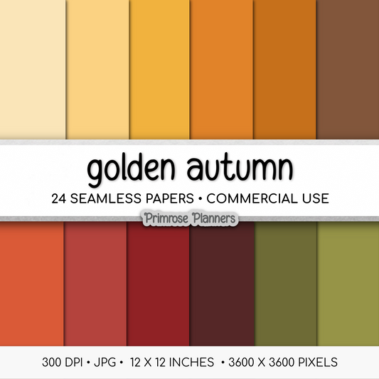 Solid Digital Paper Golden Autumn | Warm Fall Palette | Mustard, Rust, Burgundy, Olive Green | Plain Backgrounds