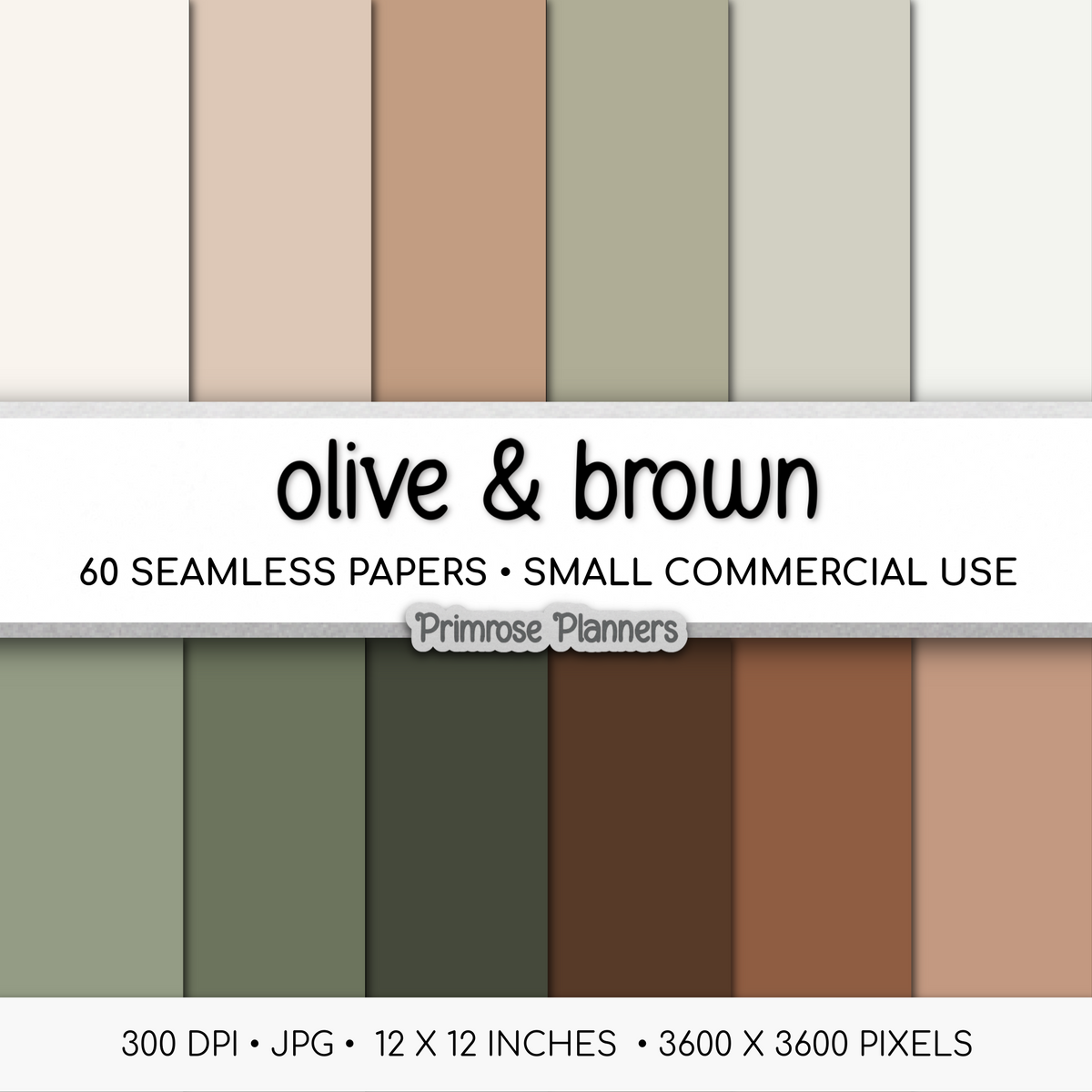 Solid Digital Paper Olive Green | Khaki Earth Tone Palette | Neutral Army Green Shades | Monochrome Plain Set