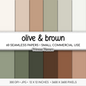 Solid Digital Paper Olive Green | Khaki Earth Tone Palette | Neutral Army Green Shades | Monochrome Plain Set