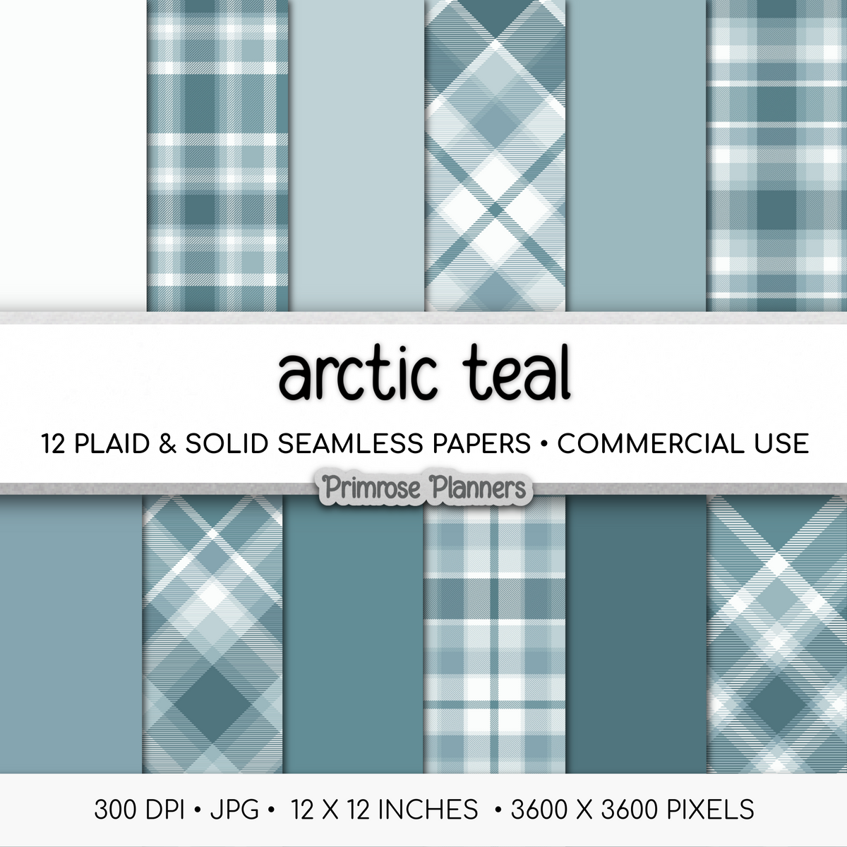 Arctic Teal Plaid Digital Paper, Light Blue Seamless Patterns, Farmhouse Gingham Scrapbook Backgrounds, Minimalist Commercial Use