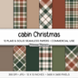 Cabin Christmas Plaid Digital Paper, Rustic Holiday Seamless Patterns, Winter Tartan Backgrounds, Commercial Use Scrapbook Pack