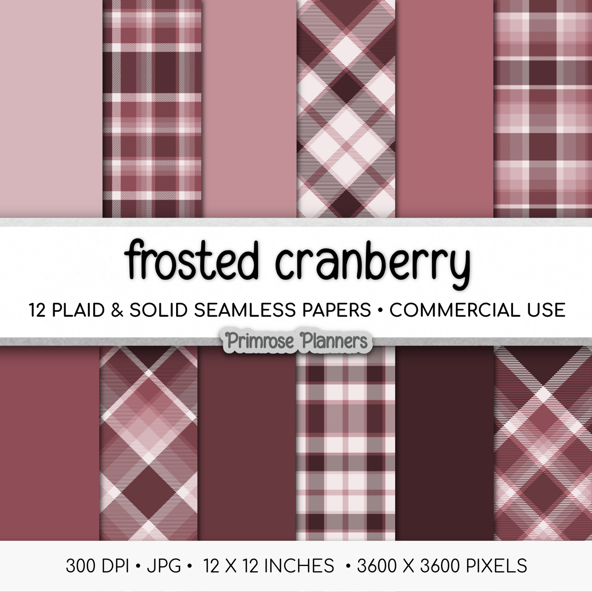Frosted Cranberry Plaid Digital Paper, Burgundy Seamless Patterns, Farmhouse Gingham Scrapbook Backgrounds, Minimalist Commercial Use