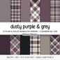 Dusty Purple & Grey Plaid Digital Paper, Moody Seamless Patterns, Farmhouse Gingham Scrapbook Backgrounds, Minimalist Commercial Use