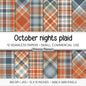 October Nights Plaid Digital Paper Pack, Dark Blue Orange Fall Scrapbook Backgrounds, Cozy Thanksgiving Pattern, Commercial Use