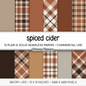Spiced Cider Warm Brown Plaid Digital Paper, Neutral Fall Seamless Patterns, Autumn Tartan Backgrounds, Commercial Use Scrapbook Pack