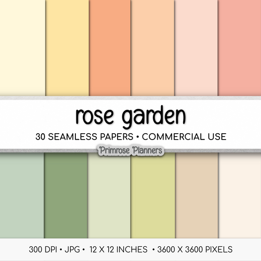 Solid Digital Paper Rose Garden | Antique Floral Palette | Soft Pink, Yellow, Beige, Green | Plain Digital Cardstock