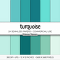 Solid Digital Paper Turquoise Monochrome | Teal Aqua Blue Shades | Ocean Color Palette | Plain Digital Cardstock