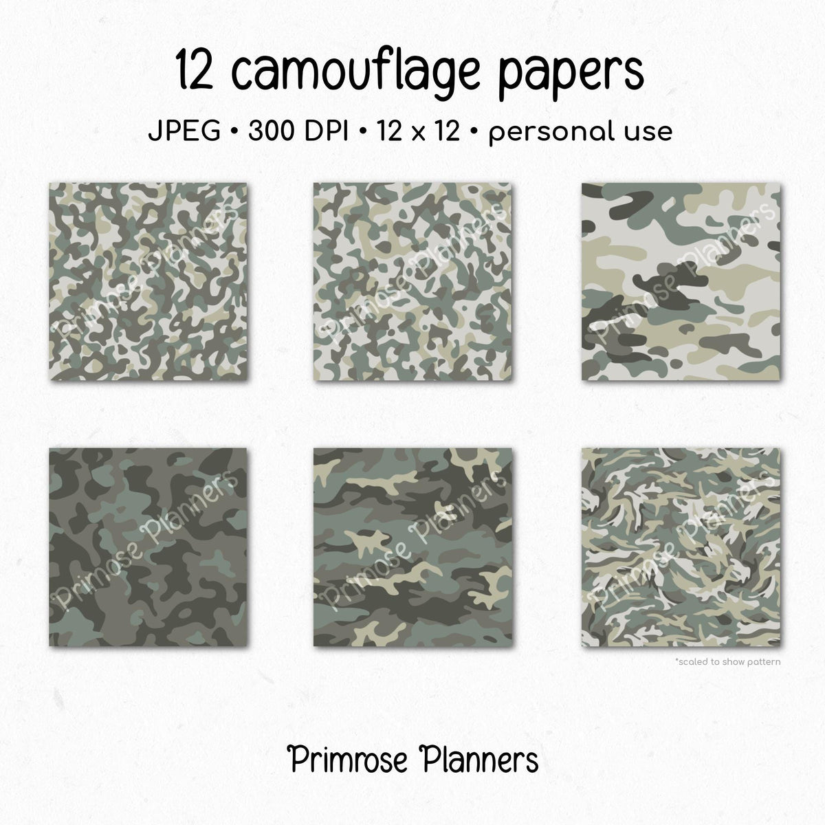 Urban Camouflage Digital Paper, Grey Black White Army Pattern, Scrapbook Backgrounds (Instant Download)