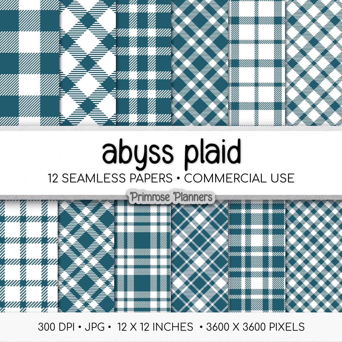 Seamless Dark Teal Plaid Digital Paper, Buffalo Check, Peacock Blue Tartan Patterns, Winter Scrapbook, Commercial Use, 300 DPI