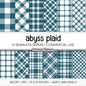 Seamless Dark Teal Plaid Digital Paper, Buffalo Check, Peacock Blue Tartan Patterns, Winter Scrapbook, Commercial Use, 300 DPI