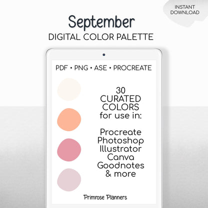 September Procreate Palette - Color Chart | Photoshop | iPad Procreate | Digital Download | Fall Color Palette | Digital Illustration