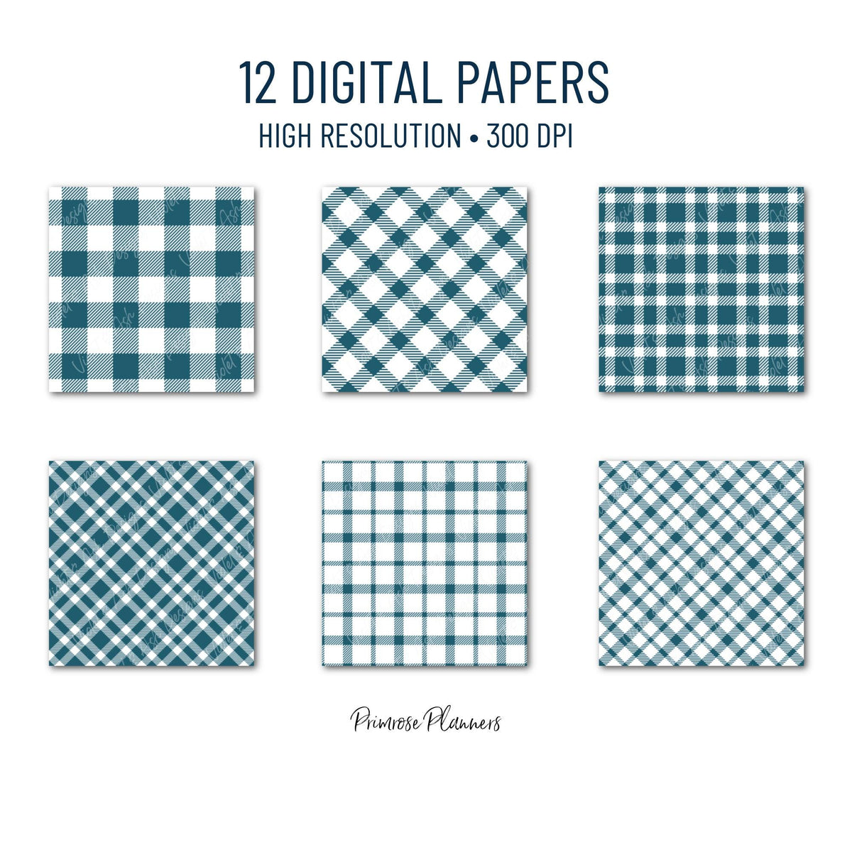 Seamless Dark Teal Plaid Digital Paper, Buffalo Check, Peacock Blue Tartan Patterns, Winter Scrapbook, Commercial Use, 300 DPI