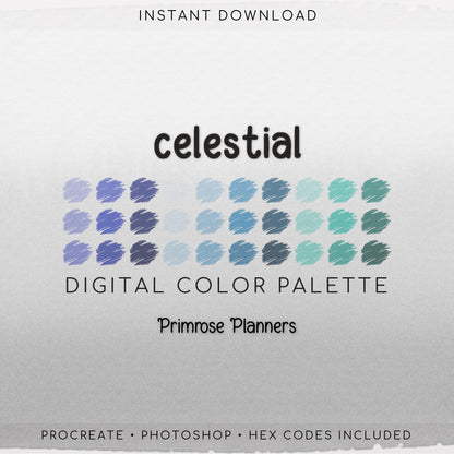 Galaxy Sky Procreate Palette & Photoshop Swatches, Dreamy Purple Blue Teal, Aurora Twilight, Hex Codes, Digital Art