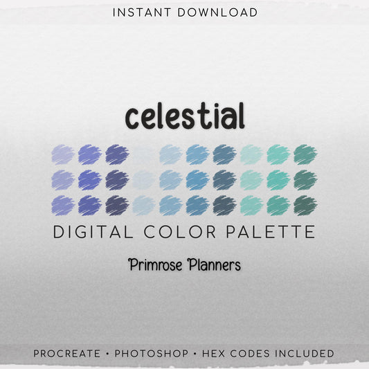 Galaxy Sky Procreate Palette & Photoshop Swatches, Dreamy Purple Blue Teal, Aurora Twilight, Hex Codes, Digital Art