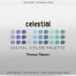 Galaxy Sky Procreate Palette & Photoshop Swatches, Dreamy Purple Blue Teal, Aurora Twilight, Hex Codes, Digital Art