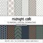 Midnight Cafe Digital Paper Bundle | Dark Academia Floral, Geometric Patterns | Espresso, Elegant Navy, Deep Forest Green | Moody Darks