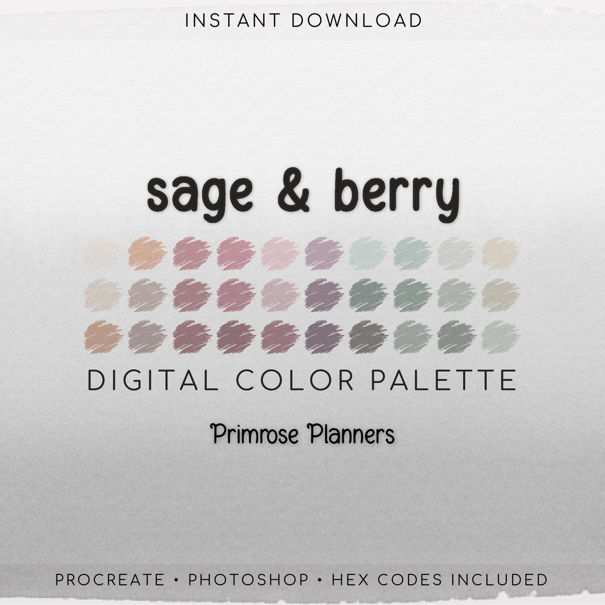 Sage and Berry Digital Color Palette - Color Chart | Goodnotes Tool | iPad Procreate | Digital Download | Color Palette | Sage, Plum, Mauve
