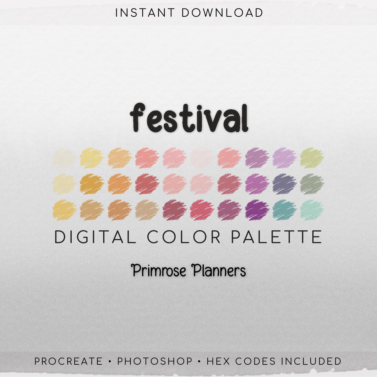 Festival Digital Color Palette - Color Chart | Goodnotes Tool | iPad Procreate | Digital Download | Bright Color Palette | HEX Codes