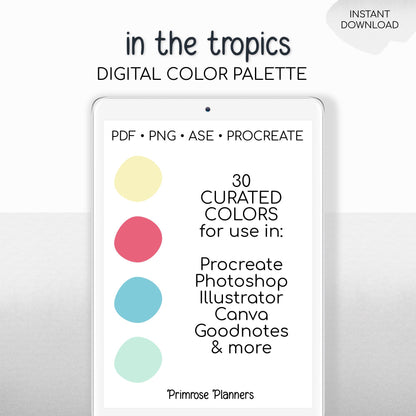 Tropical Digital Color Palette - Color Chart | Goodnotes Tool | iPad Procreate | Digital Download | Teal and Orange Color Palette | HEX Code