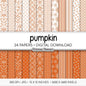 Pumpkin Orange Digital Paper Pack, Minimal Boho Floral Patterns, Fall Orange & White Scrapbook, Autumn Botanical Background