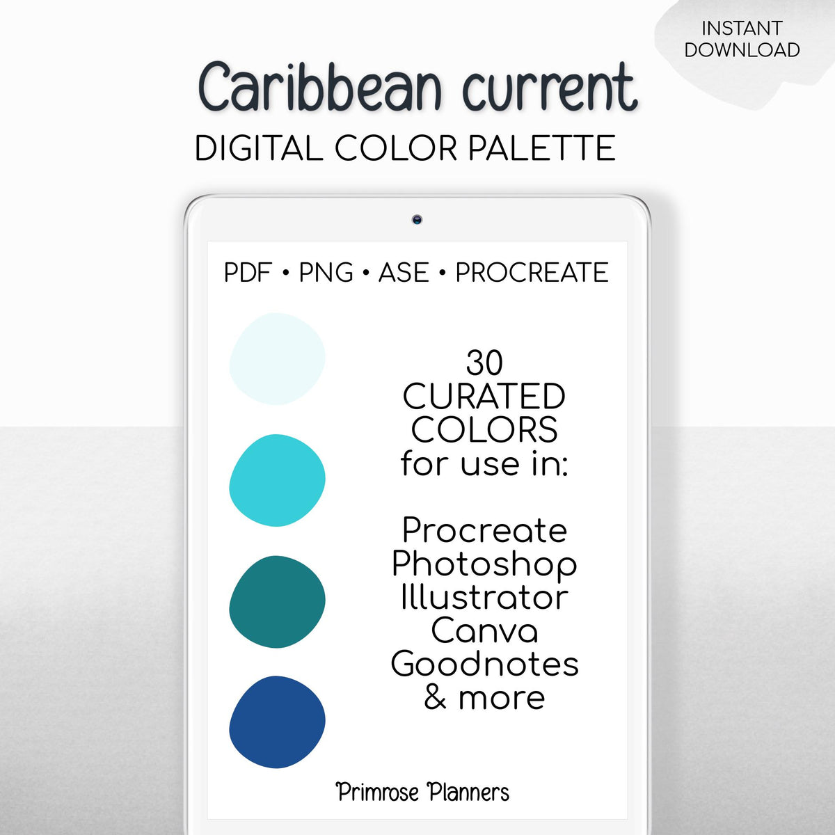 Ocean Blue Procreate Color Palette | Bright Aqua Teal Green Swatches | Tropical Mermaid Digital Art Tools