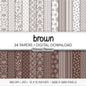 Brown and White Digital Paper, Minimalist Boho Patterns, Neutral Farmhouse Scrapbooking, Vintage Planner Print