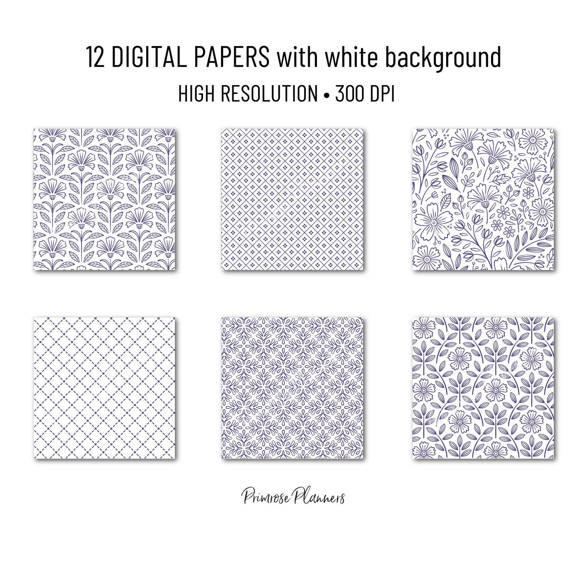 Dusty Violet and White Digital Paper, Minimalist Boho Patterns, Soft Lavender Scrapbooking, Mauve Planner Print