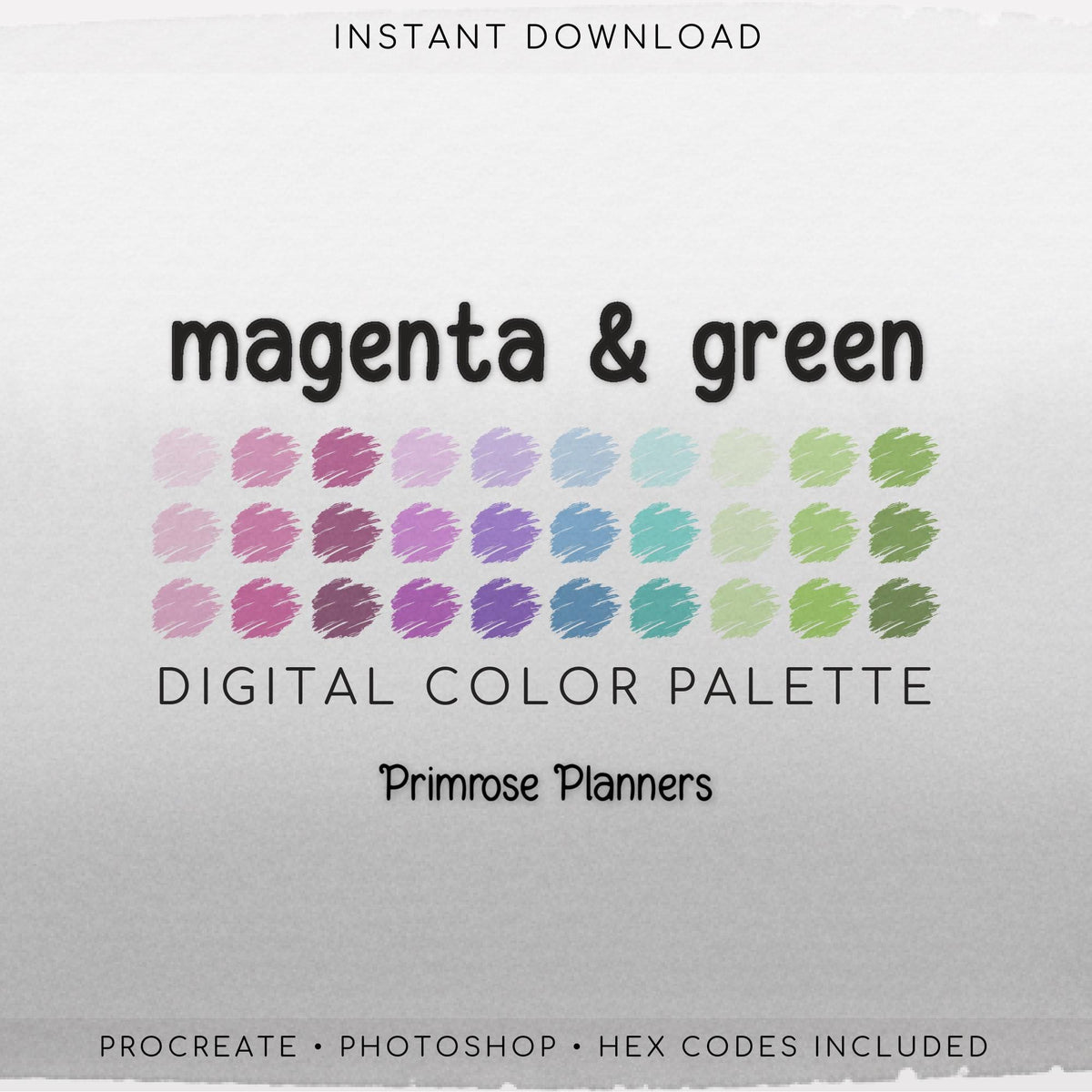 Vibrant Summer Procreate Palette & Photoshop Swatches, Bright Magenta Purple Teal Lime Green, Tropical, Hex Codes, Digital Art