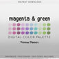 Vibrant Summer Procreate Palette & Photoshop Swatches, Bright Magenta Purple Teal Lime Green, Tropical, Hex Codes, Digital Art