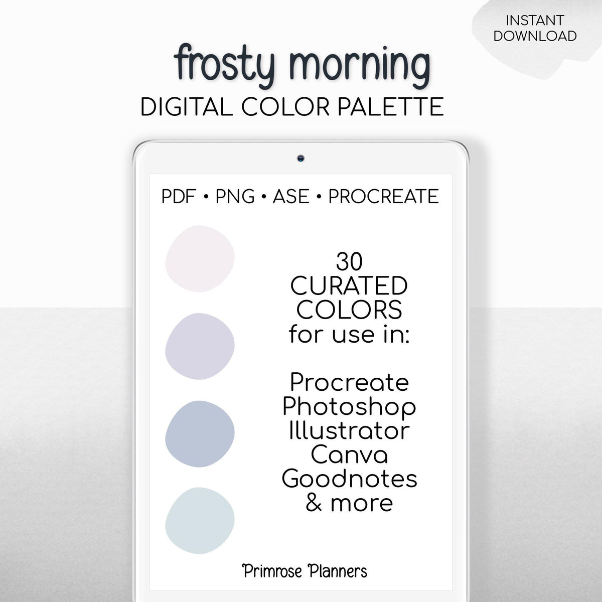 Procreate Color Palette Muted Winter Pastels | Pink, Purple, Aqua, Blue | Soft Frosty iPad Swatches