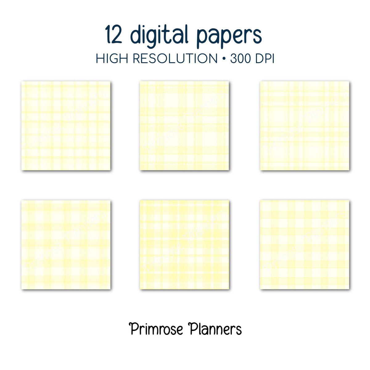 Pastel Yellow Plaid, Seamless Digital Paper, Soft Buttercream Tartan, Spring Buffalo Check, Aesthetic Printable Patterns, Commercial Use
