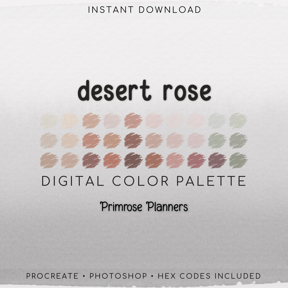 Desert Rose Procreate Palette & Photoshop Swatches, Boho Muted Colors, Blush Pink Copper Rust Sage Green, Hex Codes