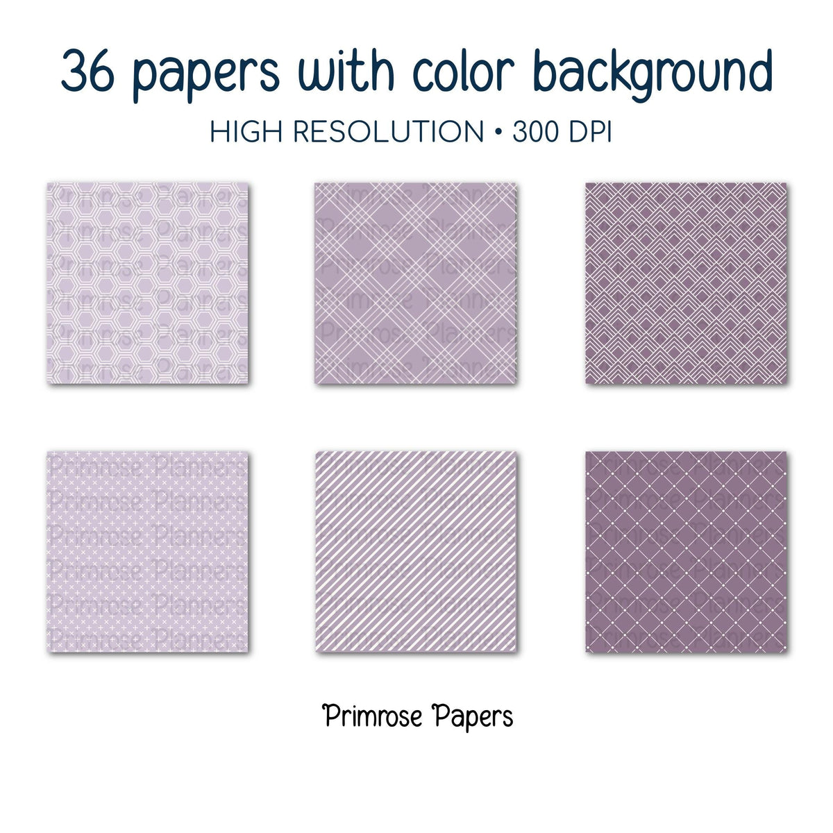 Whimsical Garden Digital Paper Bundle | Minimal Floral, Geometric Patterns | Dusty Lilac, Muted Plum | Fairycore Scrapbook Backgrounds