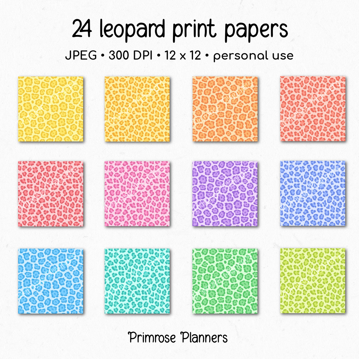 Pastel Leopard Print Digital Paper, Rainbow Cheetah Pattern Backgrounds, Dreamy Animal Print Scrapbook Paper