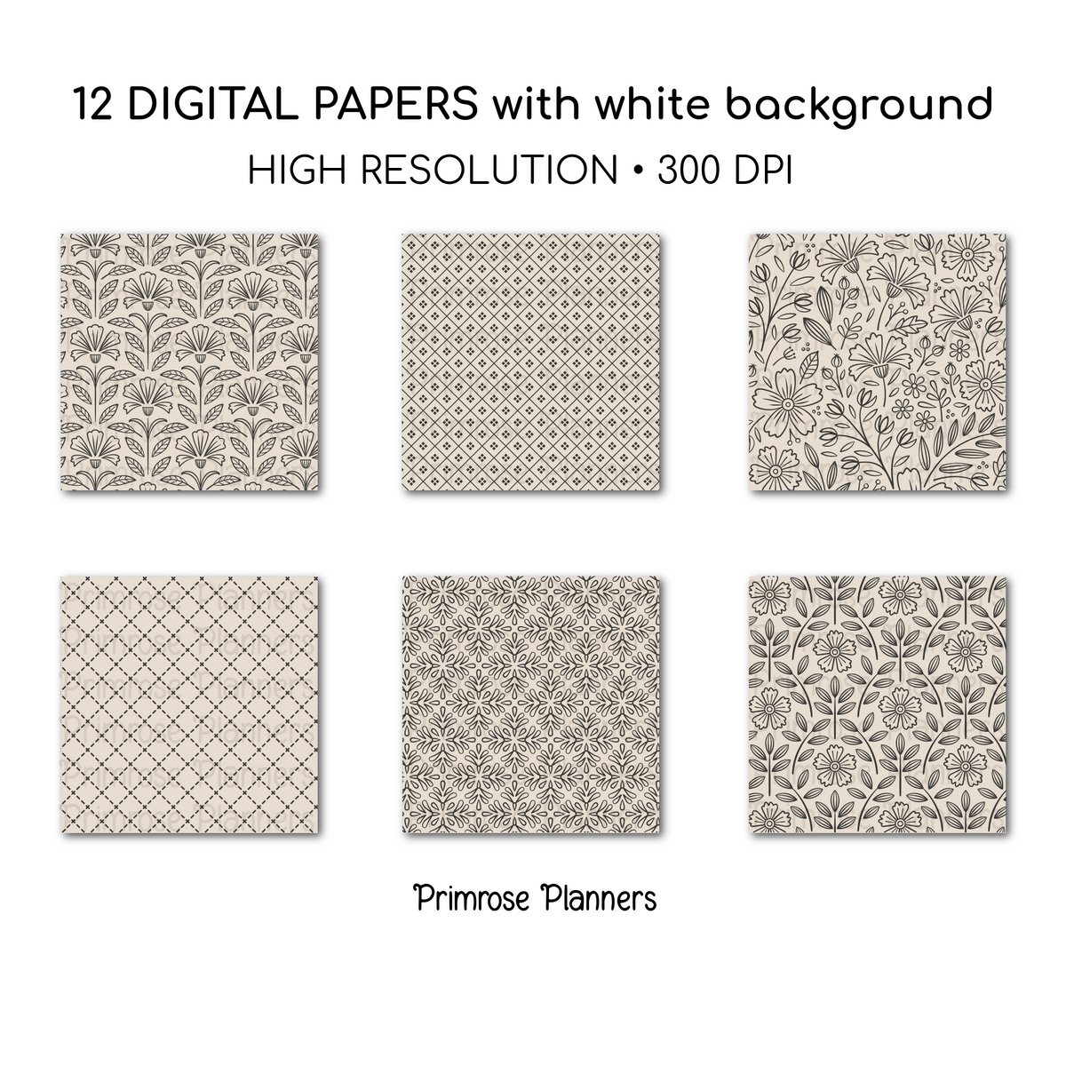 Moody Neutral Paper Pack | Scandinavian Minimalist Background | Retro Boho Line Art | Earthy Scrapbook Pages