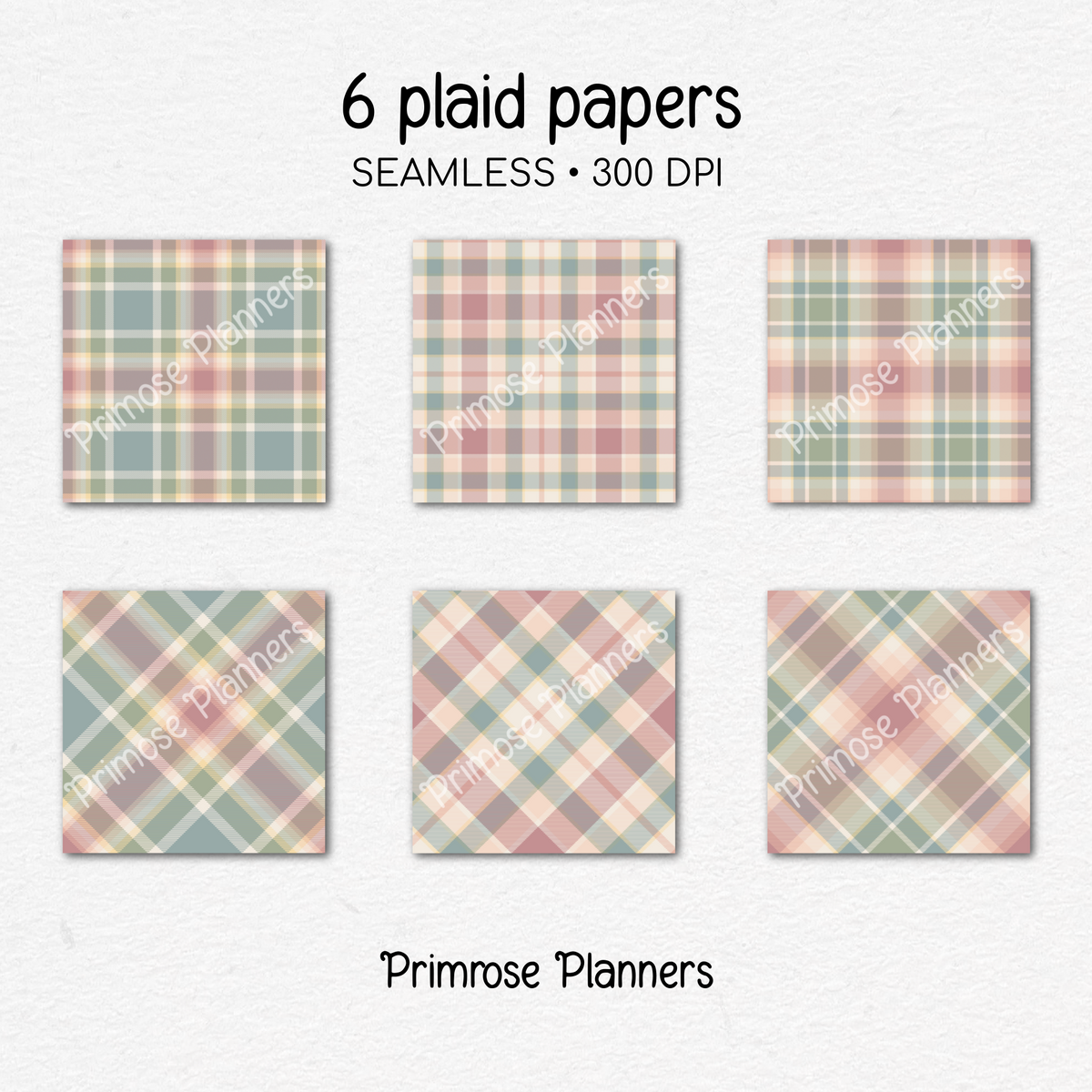 Antique Spring Plaid Digital Paper, Pastel Easter Seamless Patterns, Vintage Tartan Backgrounds, Commercial Use Scrapbook Pack
