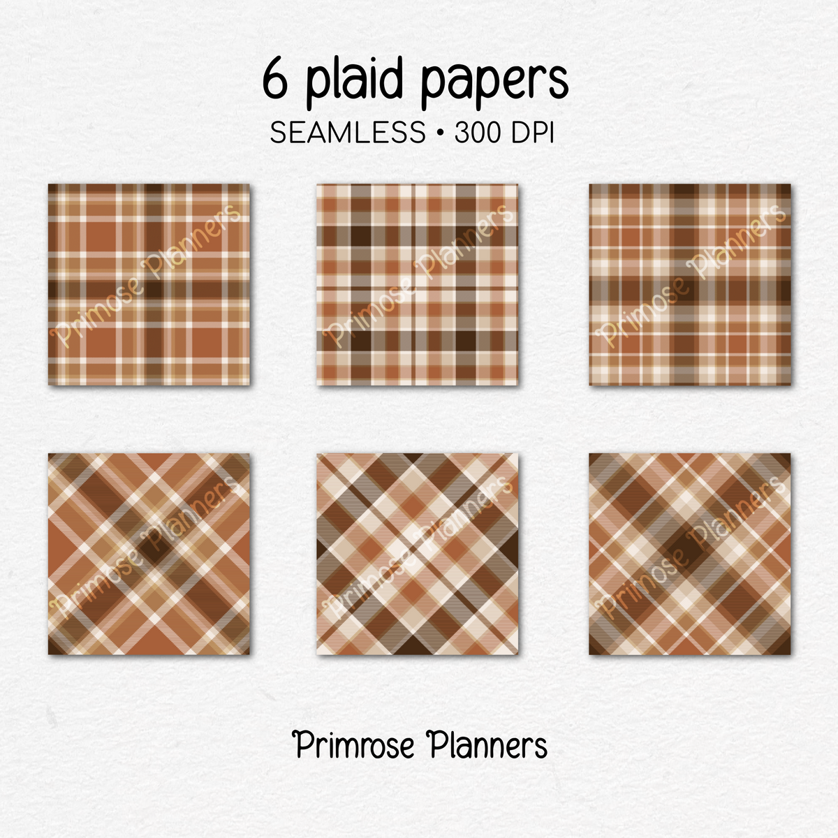 Brown Rust Tan Plaid Digital Paper, Thanksgiving Seamless Patterns, Modern Farmhouse Fall Backgrounds, Commercial Use Scrapbook Pack
