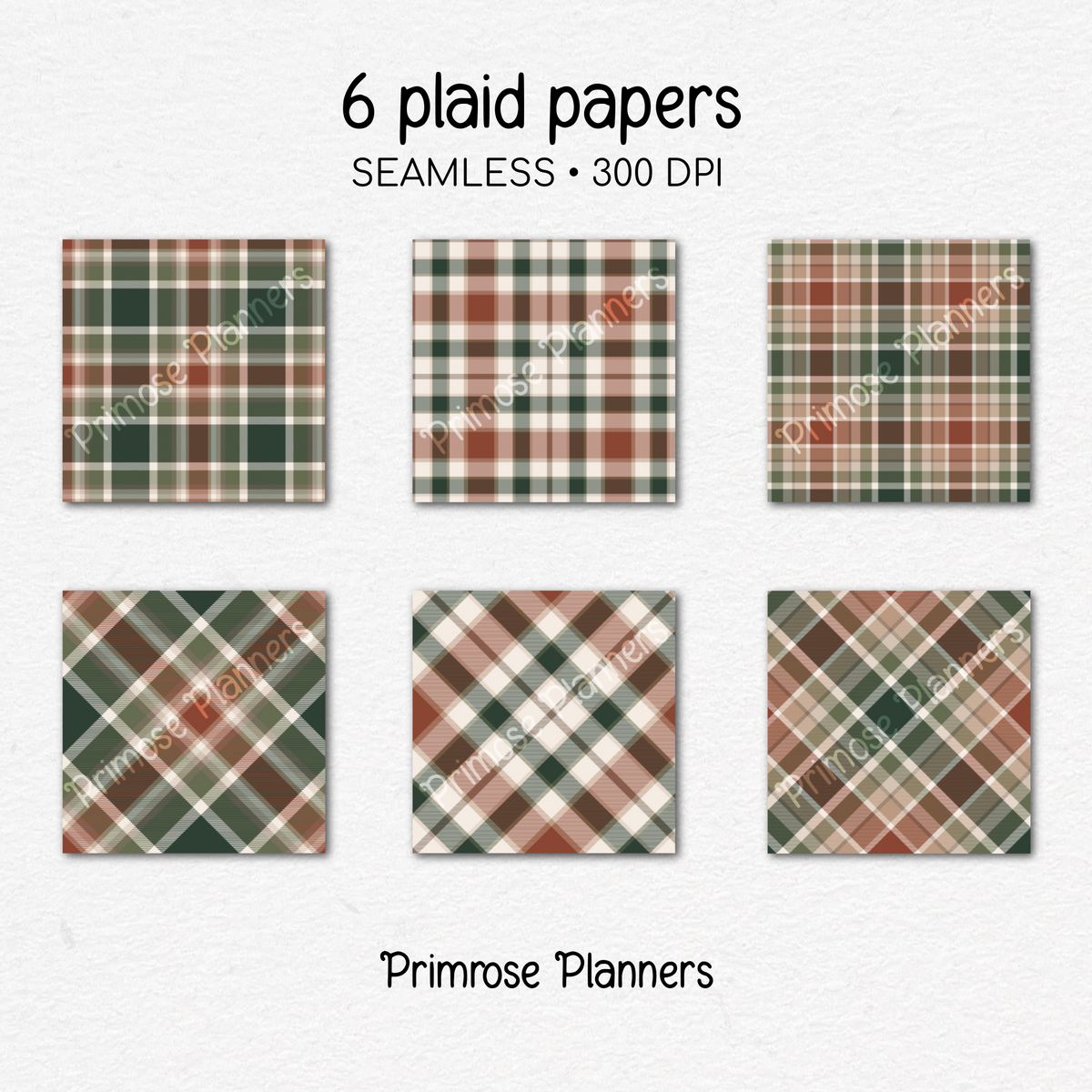 Cabin Christmas Plaid Digital Paper, Rustic Holiday Seamless Patterns, Winter Tartan Backgrounds, Commercial Use Scrapbook Pack