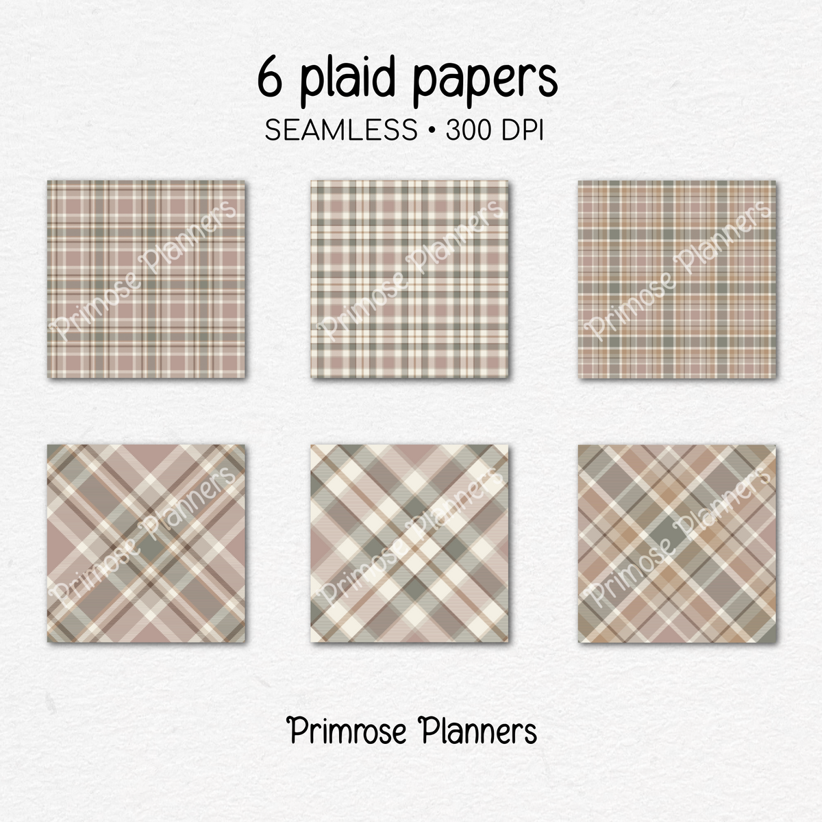 Dusty Pink Sage Charcoal Plaid Digital Paper, Boho Seamless Patterns, Neutral Tartan Backgrounds, Commercial Use Scrapbook Pack