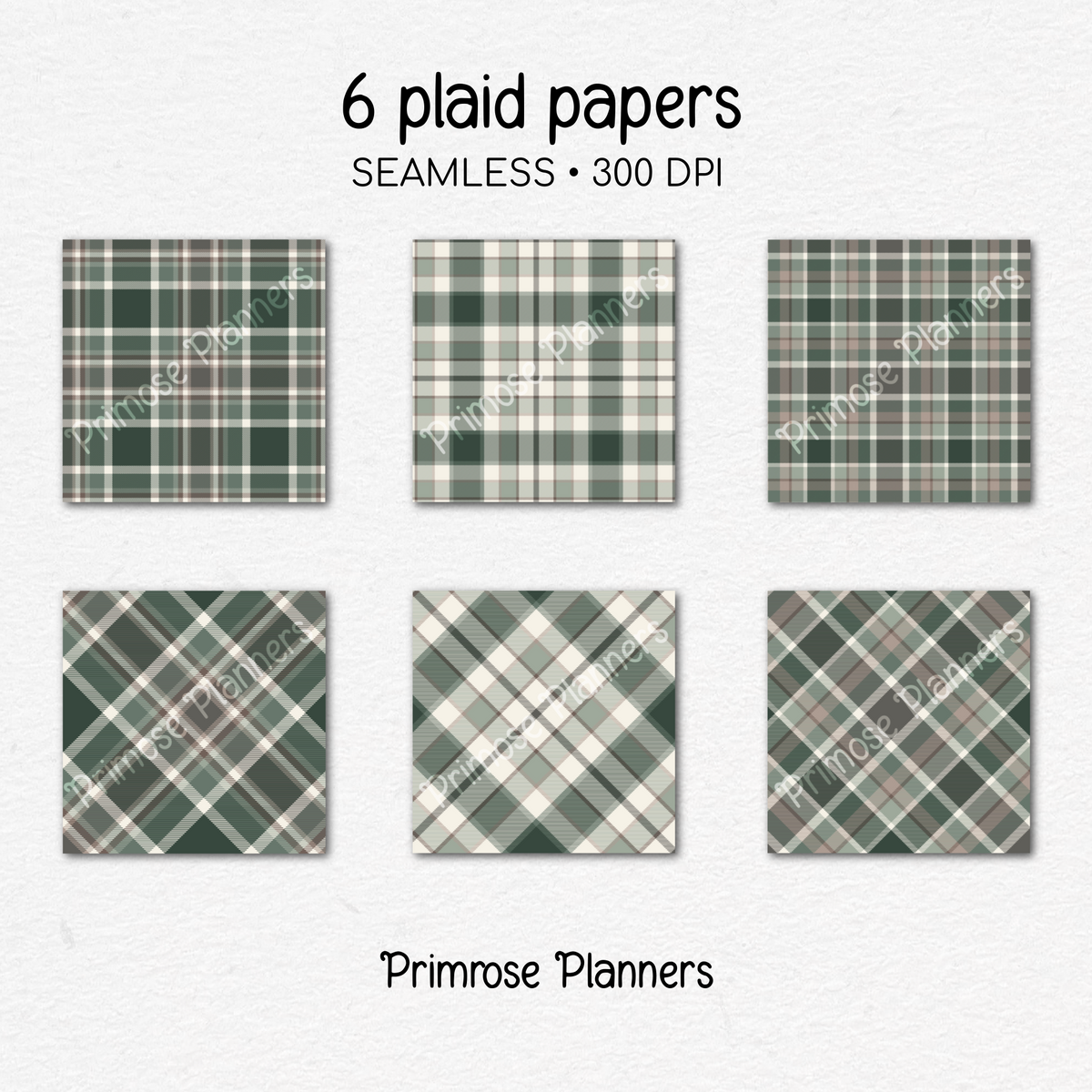 Evergreen Brown Plaid Digital Paper, Rustic Woodland Seamless Patterns, Modern Farmhouse Tartan, Commercial Use Scrapbook Pack