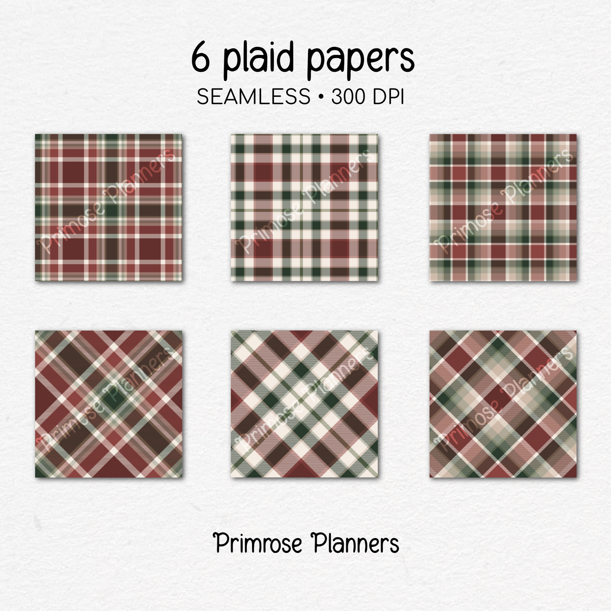 Evergreen Maroon Plaid Digital Paper, Winter Seamless Patterns, Christmas Tartan Backgrounds, Commercial Use Scrapbook Pack